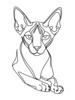 Minimalist Line Art of Sphynx Cat Lying Down