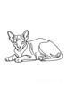 Minimalist Line Art of Sphynx Cat Lying Down