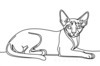 Minimalist Line Art of Sphynx Cat Lying Down