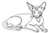 Minimalist Line Art of Sphynx Cat Lying Down