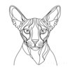 Minimalist Line Drawing of Sphynx Cat with Wrinkled Skin