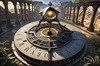 Steampunk Noire AI Sundial with Zodiac Signs Abstract Art