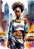 Streetwise Hip Hopper Girl with Attitude in Urban Cityscape - Figurative Portrait Art Print