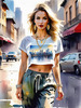 Streetwise Hip Hopper Girl with Attitude in Urban Cityscape - Figurative Portrait Art Print