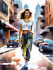 Streetwise Hip Hopper Girl with Attitude in Urban Cityscape - Figurative Portrait Art Print