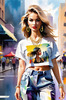 Streetwise Hip Hopper Girl with Attitude in Urban Cityscape - Figurative Portrait Art Print