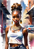 Streetwise Hip Hopper Girl with Attitude in Urban Cityscape - Figurative Portrait Art Print
