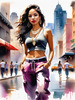 Streetwise Hip Hopper Girl with Attitude in Urban Cityscape - Figurative Portrait Art Print