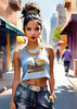 Streetwise Hip Hopper Girl with Attitude in Urban Cityscape - Figurative Portrait Art Print