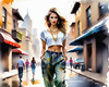 Streetwise Hip Hopper Girl with Attitude in Urban Cityscape - Figurative Portrait Art Print