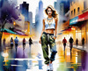 Streetwise Hip Hopper Girl with Attitude in Urban Cityscape - Figurative Portrait Art Print