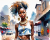 Streetwise Hip Hopper Girl with Attitude in Urban Cityscape - Figurative Portrait Art Print