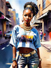 Streetwise Hip Hopper Girl with Attitude in Urban Cityscape - Figurative Portrait Art Print