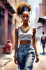 Streetwise Hip Hopper Girl with Attitude in Urban Cityscape - Figurative Portrait Art Print