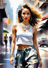 Streetwise Hip Hopper Girl with Attitude in Urban Cityscape - Figurative Portrait Art Print