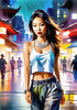 Streetwise Hip Hopper Girl with Attitude in Urban Cityscape - Figurative Portrait Art Print