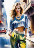 Streetwise Hip Hopper Girl with Attitude in Urban Cityscape - Figurative Portrait Art Print