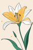 Minimalist Line Art of Lily's Outward-Facing Blossom