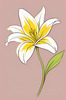 Minimalist Line Art of Lily's Outward-Facing Blossom