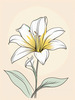 Minimalist Line Art of Lily's Outward-Facing Blossom
