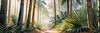 Printable art of a realistic palm forest with sun rays filtering through