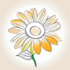 Minimalist Line Drawing of Sunflower with Hinted Central Disk