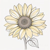 Minimalist Line Drawing of Sunflower with Hinted Central Disk