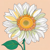 Minimalist Line Drawing of Sunflower with Hinted Central Disk