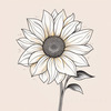 Minimalist Line Drawing of Sunflower with Hinted Central Disk