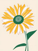 Minimalist Line Drawing of Sunflower with Hinted Central Disk