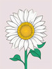 Minimalist Line Drawing of Sunflower with Hinted Central Disk