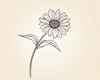 Minimalist Line Drawing of Sunflower with Hinted Central Disk