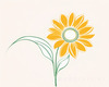 Minimalist Line Drawing of Sunflower with Hinted Central Disk