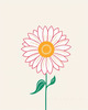 Minimalist Line Drawing of Sunflower with Hinted Central Disk