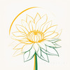 Minimalist Line Drawing of Sunflower with Hinted Central Disk