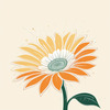 Minimalist Line Drawing of Sunflower with Hinted Central Disk