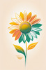 Minimalist Line Drawing of Sunflower with Hinted Central Disk