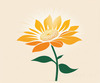 Minimalist Line Drawing of Sunflower with Hinted Central Disk