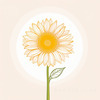 Minimalist Line Drawing of Sunflower with Hinted Central Disk