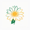Minimalist Line Drawing of Sunflower with Hinted Central Disk