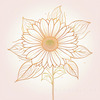 Minimalist Line Drawing of Sunflower with Hinted Central Disk