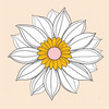 Minimalist Line Drawing of Sunflower with Hinted Central Disk