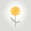 Minimalist Line Drawing of Sunflower with Hinted Central Disk