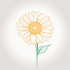 Minimalist Line Drawing of Sunflower with Hinted Central Disk