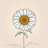 Minimalist Line Drawing of Sunflower with Hinted Central Disk