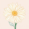 Minimalist Line Drawing of Sunflower with Hinted Central Disk