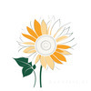 Minimalist Line Drawing of Sunflower with Hinted Central Disk