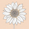 Minimalist Line Drawing of Sunflower with Hinted Central Disk