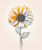Minimalist Line Drawing of Sunflower with Hinted Central Disk