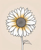 Minimalist Line Drawing of Sunflower with Hinted Central Disk